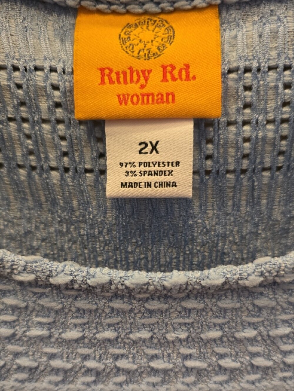Ruby Rd. Light Blue Short Sleeve Textured Knit Top - Picture 2 of 3